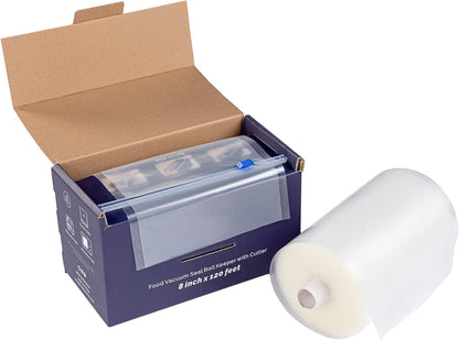 Vacuum Sealer Bags for Food, 8X120Ft Rolls with Slide Cutter for All Vacuum Sealer Machine, Bpa-Free, Safe for Food Storage, Meal Prep and Sous Vide