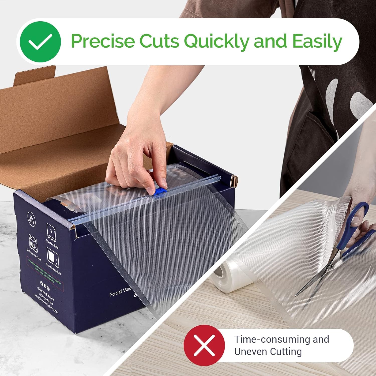 Vacuum Sealer Bags for Food, 8X120Ft Rolls with Slide Cutter for All Vacuum Sealer Machine, Bpa-Free, Safe for Food Storage, Meal Prep and Sous Vide