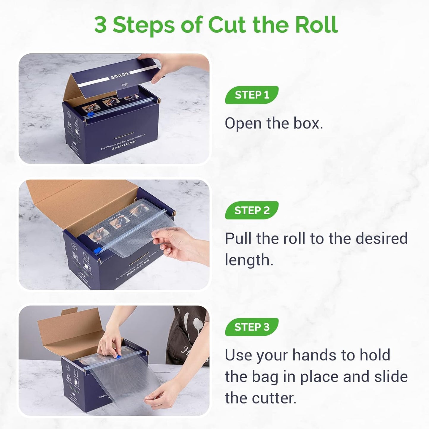 Vacuum Sealer Bags for Food, 8X120Ft Rolls with Slide Cutter for All Vacuum Sealer Machine, Bpa-Free, Safe for Food Storage, Meal Prep and Sous Vide